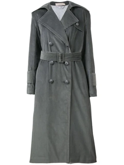 Nina Ricci Velvet Cord Trench Coat - Grey