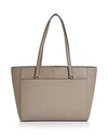 Tory Burch Small Robinson Leather Tote - Grey In Gray Heron