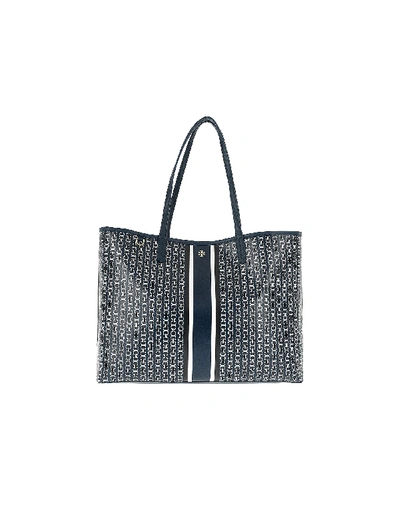 Tory Burch Gemini Link Coated Canvas Tote In Royal Navy ModeSens