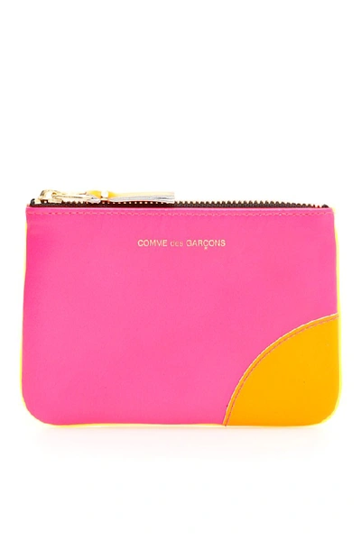 Comme Des Garçons Super Fluo Wallet In Pink/yellow