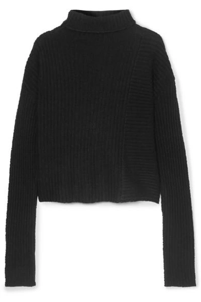 The Range Batik Ribbed-knit Turtleneck Sweater In Black