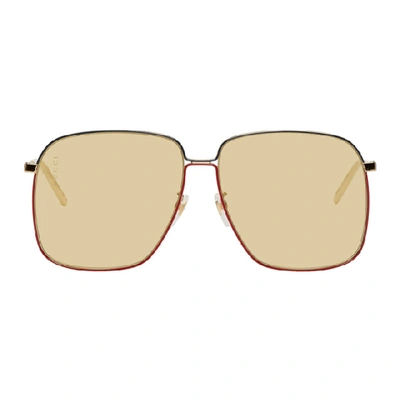 Gucci Oversized Square-frame Gold-tone Sunglasses