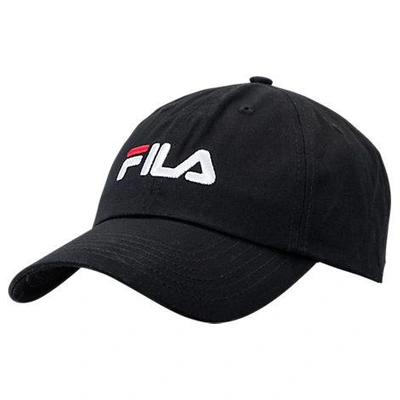 Fila Heritage Cotton Twill Strapback Baseball Hat, Women's, Black