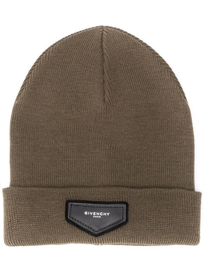 Givenchy Logo Patch Beanie - Brown