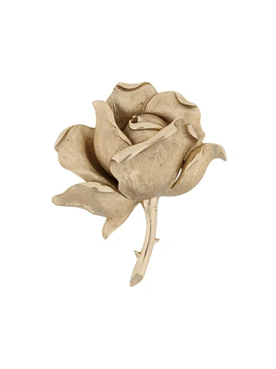 Pre-owned Susan Caplan Vintage Trifari Rose Brooch In Metallic