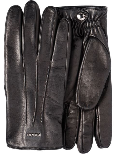 Prada Logo Fitted Gloves In Black | ModeSens