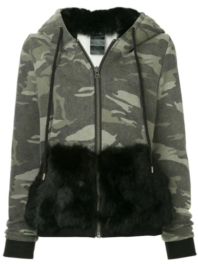 Jocelyn Contrast Material Camouflage Jacket In Grey