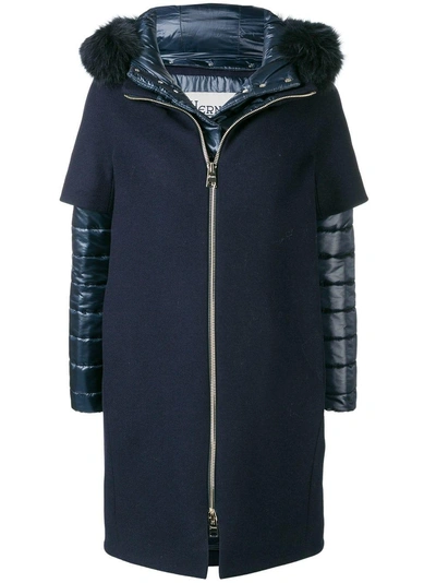 Herno Padded Layered Coat In Blue