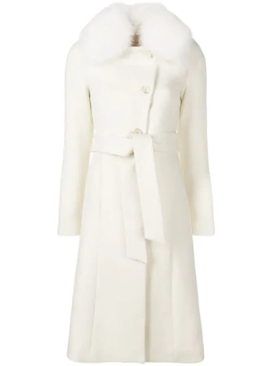 Twinset Twin-set Fox Fur Collar Coat - White