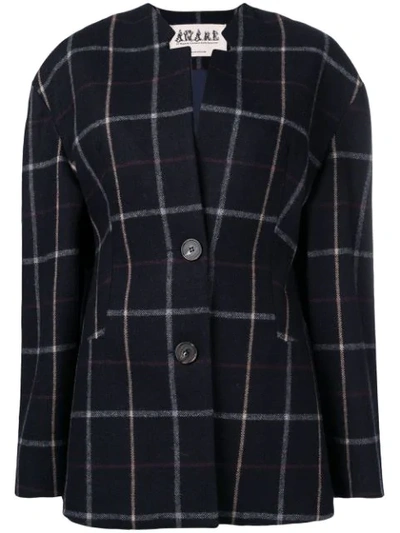 A.w.a.k.e. Wide Check Jacket In Blue