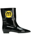 Miu Miu Logo Patch Ankle Boots In Black