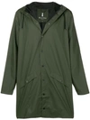 Rains Water-resistant Hooded Coat In Green
