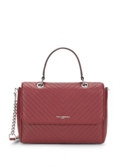 Karl Lagerfeld Quilted Leather Satchel In Merlot