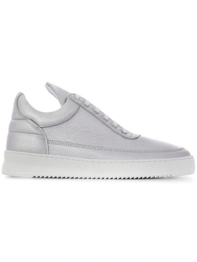 Filling Pieces Silver Leather Sneakers In White