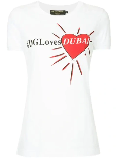 Dolce & Gabbana #dglovesdubai Heart Printed T-shirt In White