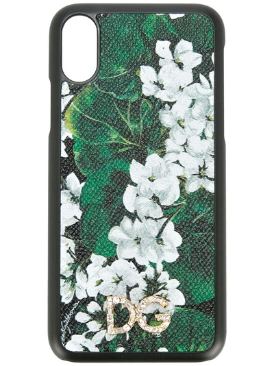 Dolce & Gabbana White Geranium Printed Phone Case - Black