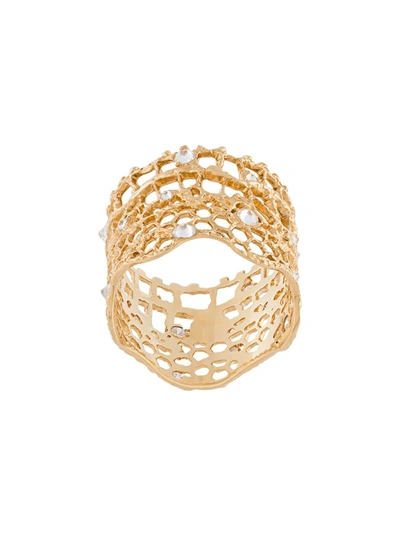 Aurelie Bidermann 18kt Yellow Gold & Diamond Lace Ring