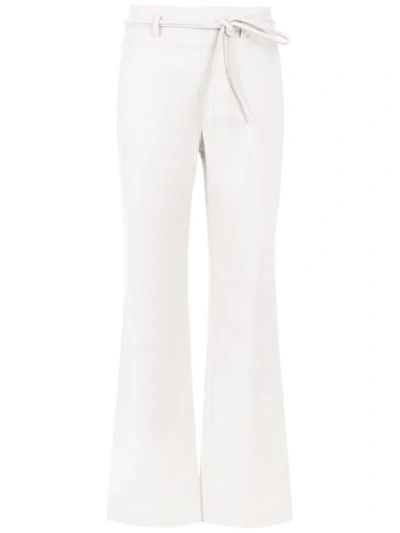 Egrey Tie Detail Flared Trousers In White