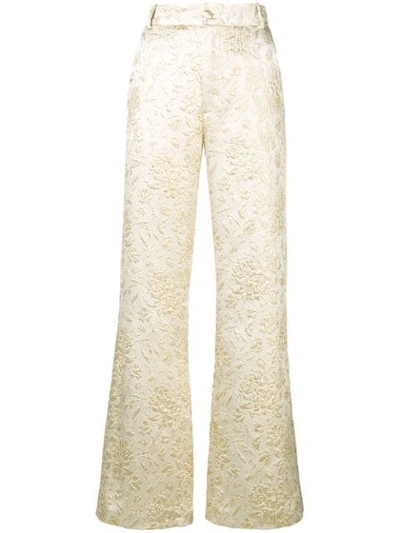 Palomo Spain High Rise Flared Trousers In Neutrals