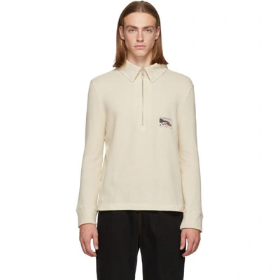 Lhomme Rouge Off-white Mountain Polo Sweater In Milk Almond