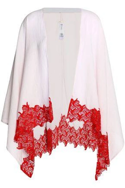 Maje Woman Lace-trimmed Cotton-blend Cape Baby Pink