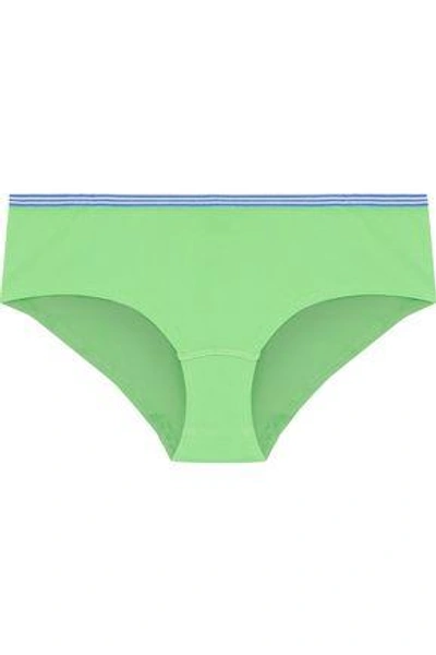 Sleepy Jones Woman Les Macaron Stretch-cotton Mid-rise Briefs Lime Green