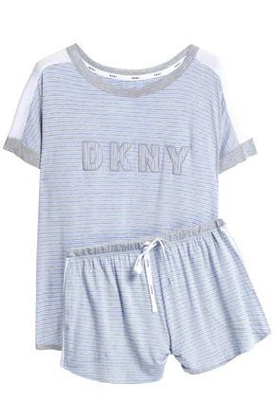 Dkny Woman Color-block Jersey Pajama Set Gray