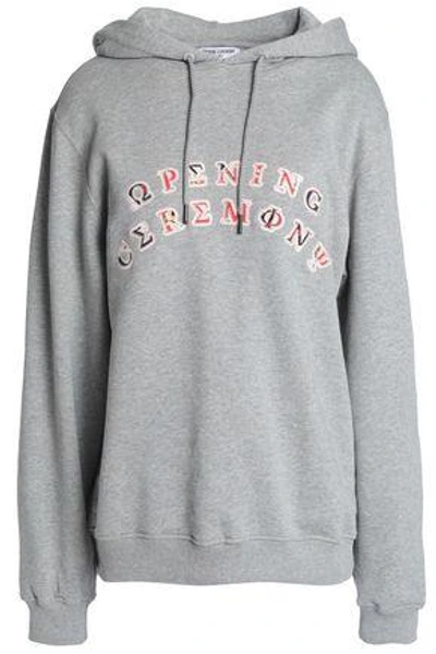 Opening Ceremony Woman Embroidered French Cotton-terry Sweatshirt Light Gray