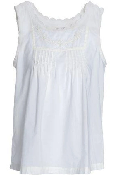 Current Elliott Current/elliott Woman Pintucked Broderie Anglaise Cotton-voile Blouse Ivory