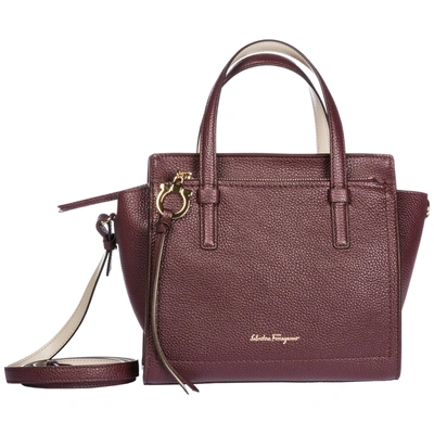 Ferragamo Women's Leather Handbag Shopping Bag Purse Mini Tote In Red