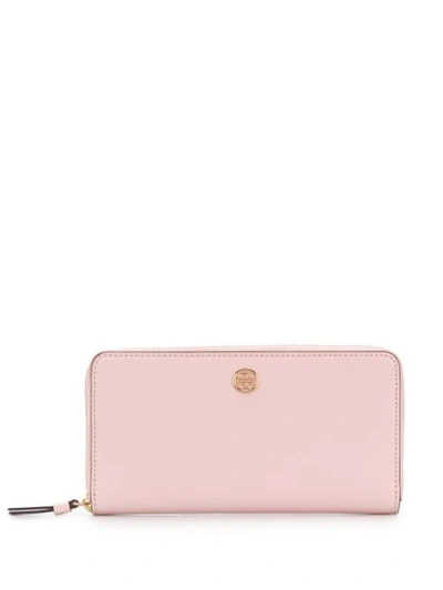 Tory Burch Robinson Zip Leather Continental Wallet In Pink