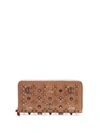 Christian Louboutin Panettone Embellished Zip-around Leather Wallet In Nude