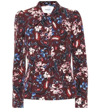 Erdem Garnet Floral Jacquard Jacket In Red