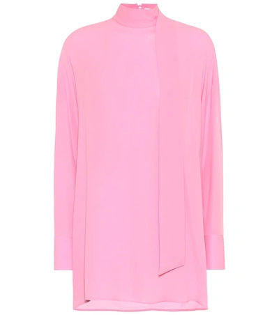 Valentino Mockneck Silk Blouse In Pink