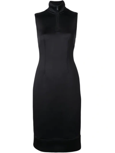 Prada Neoprene Midi Dress In Black