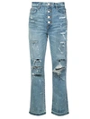 Amiri Crystal Studded Straight Jeans In Blue
