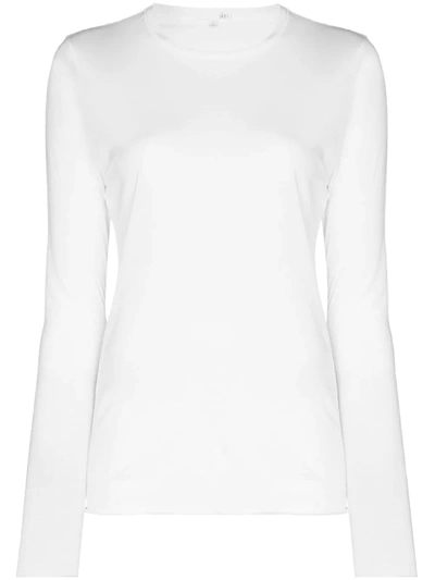 Skin Crew Neck Long Sleeve T-shirt In White