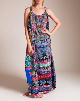 Camilla : Pretty Precession Drawstring Dress In Blue Multi | ModeSens