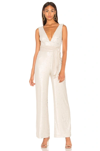 Mestiza New York Chrissy Sequin Jumpsuit In Ivory. In Nude