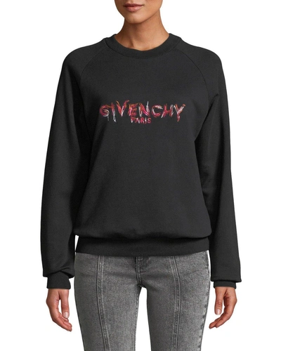 Givenchy Logo Graphic Crewneck Sweatshirt In Black