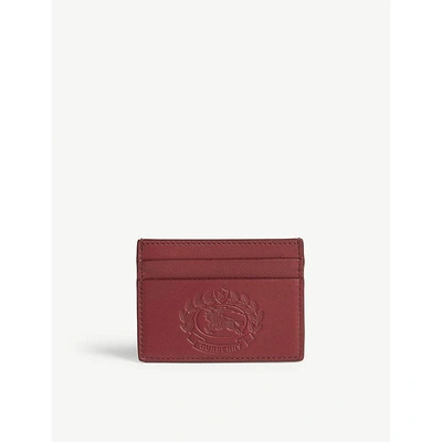 Burberry Embossed Crest Leather Card Holder In Black