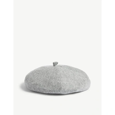 Johnstons Jersey Stitch Cashmere Beret In Light Grey