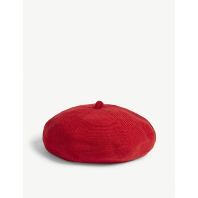 Johnstons Jersey Stitch Cashmere Beret In Classic Red