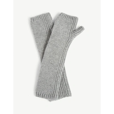 Johnstons Purl Stitch Cashmere Wristwarmers In Light Grey