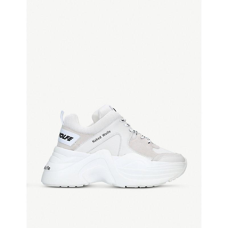 Naked Wolfe Track Leather And Mesh Trainers In White | ModeSens