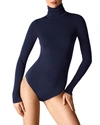 Wolford Colorado Stringbody Turtleneck Bodysuit In Sapphire Blue