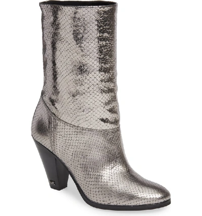 Michael Michael Kors Divia Diamond Metallic Leather Mid-calf Boots In Anthracite