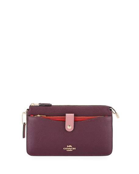 Coach Colorblock Pop-up Pebbled Leather Crossbody Messenger Bag In Plum ...