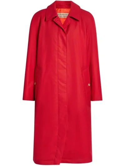 Burberry Single-breasted Rain Coat In Red