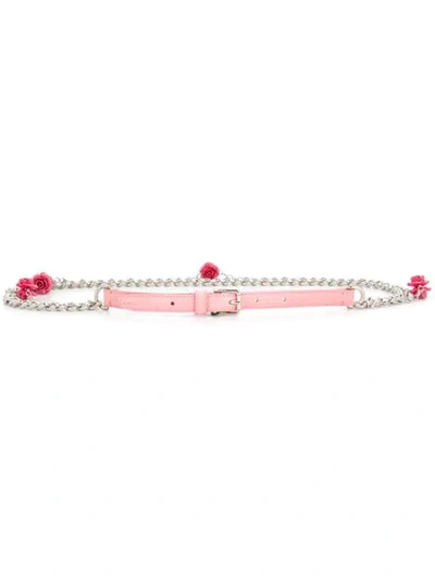 Dolce & Gabbana Chain Floral Belt In Metallic